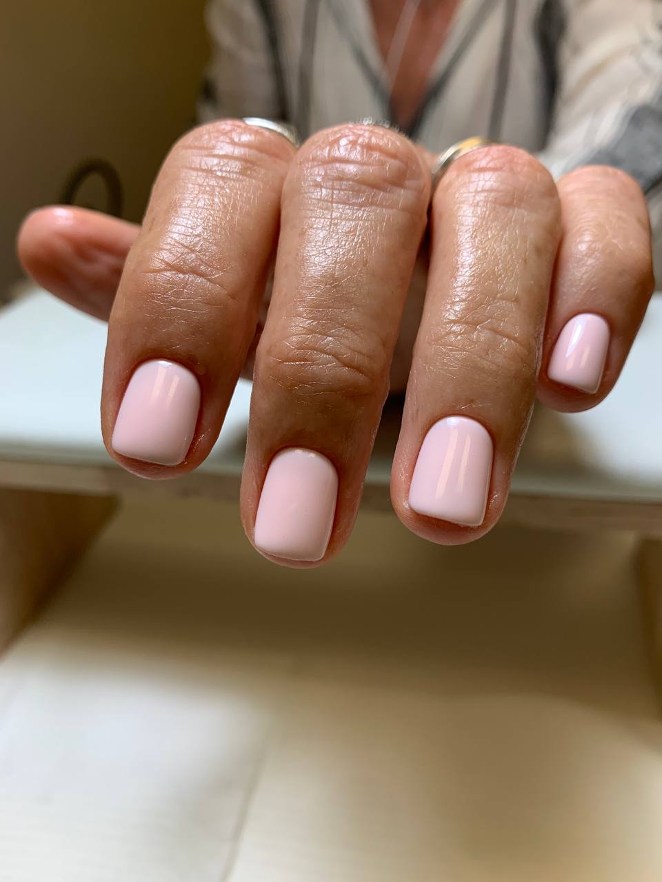 milk pink nails