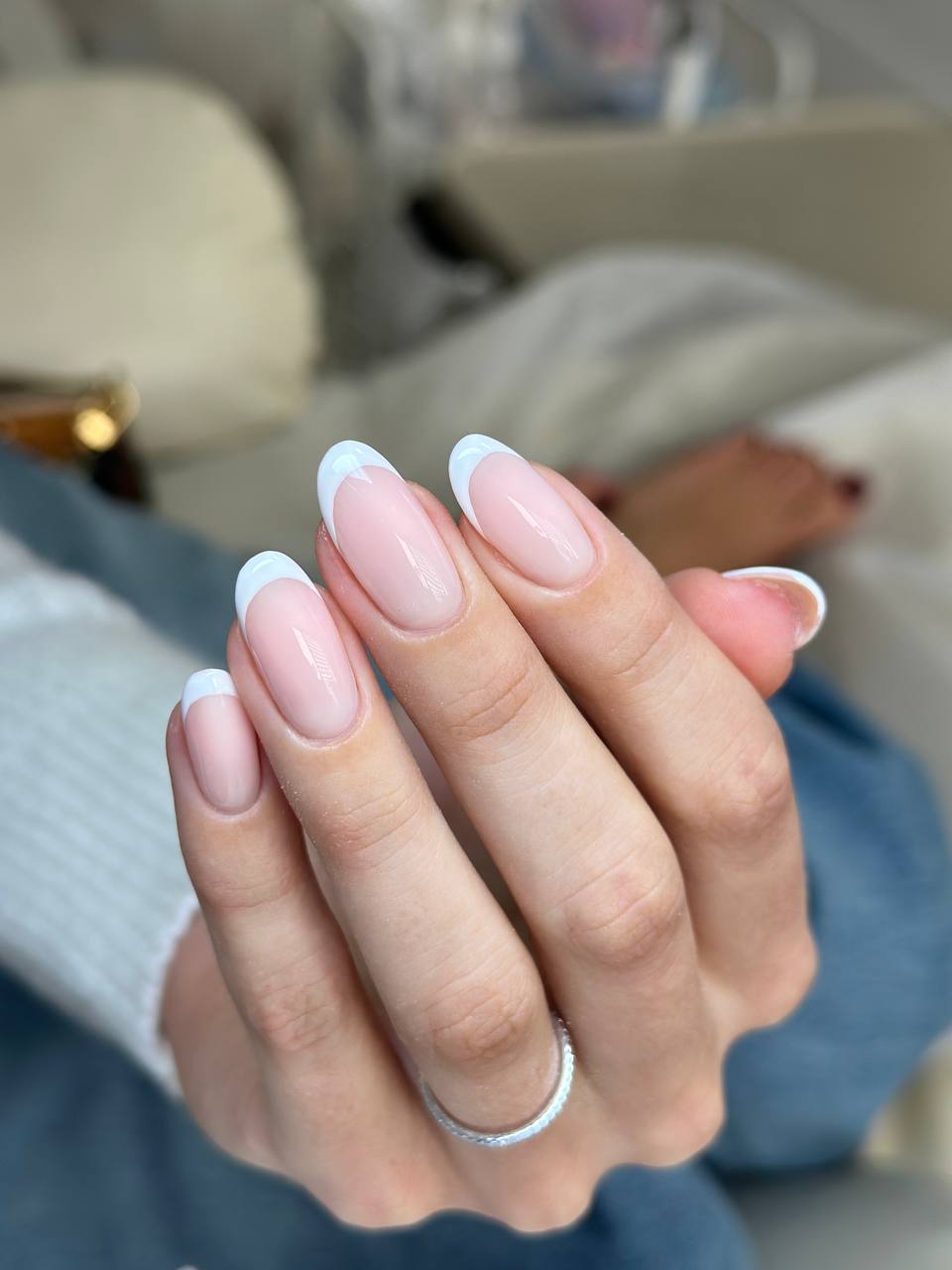 milk pink nails