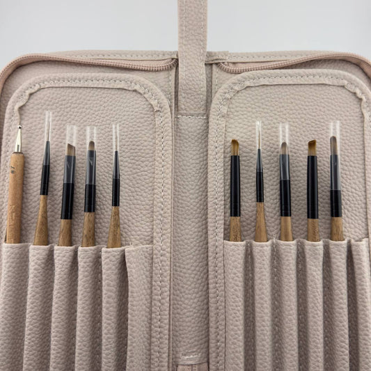 LisaKon Elite ProCase: Nail Artist's Brush & Tool Organizer with 10 Must-Have Brushes.