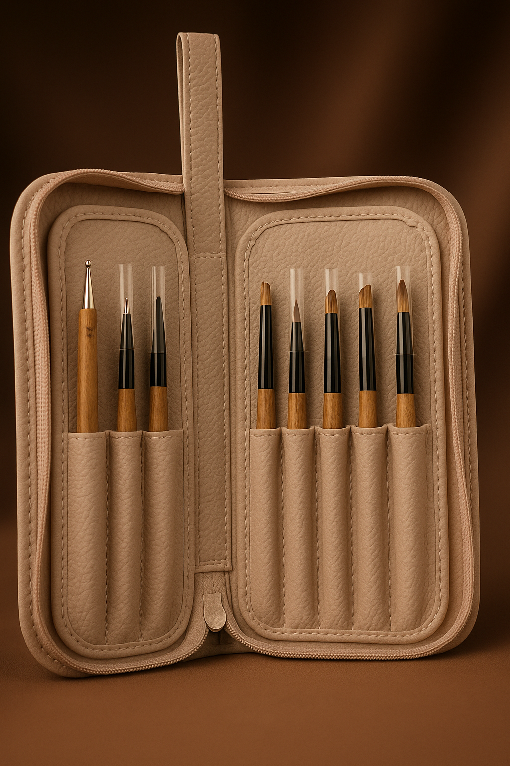 LisaKon Elite ProCase: Nail Artist's Brush & Tool Organizer with 10 Must-Have Brushes.