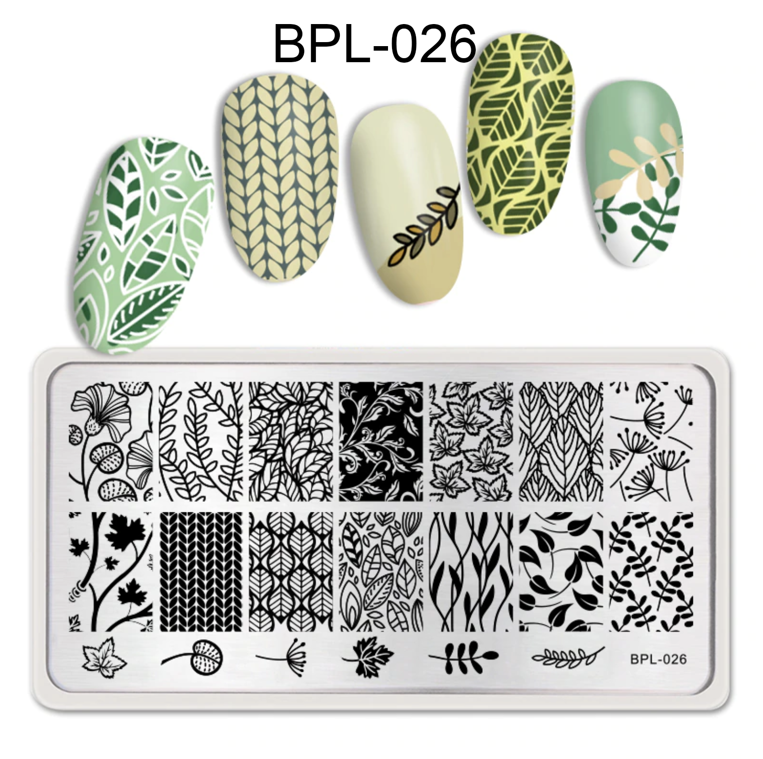 8Pcs Nail Stamping Plate +1 Stamper +1 Scraper Daisies, Leaves, Letters,  Lines, Lips, Flowers