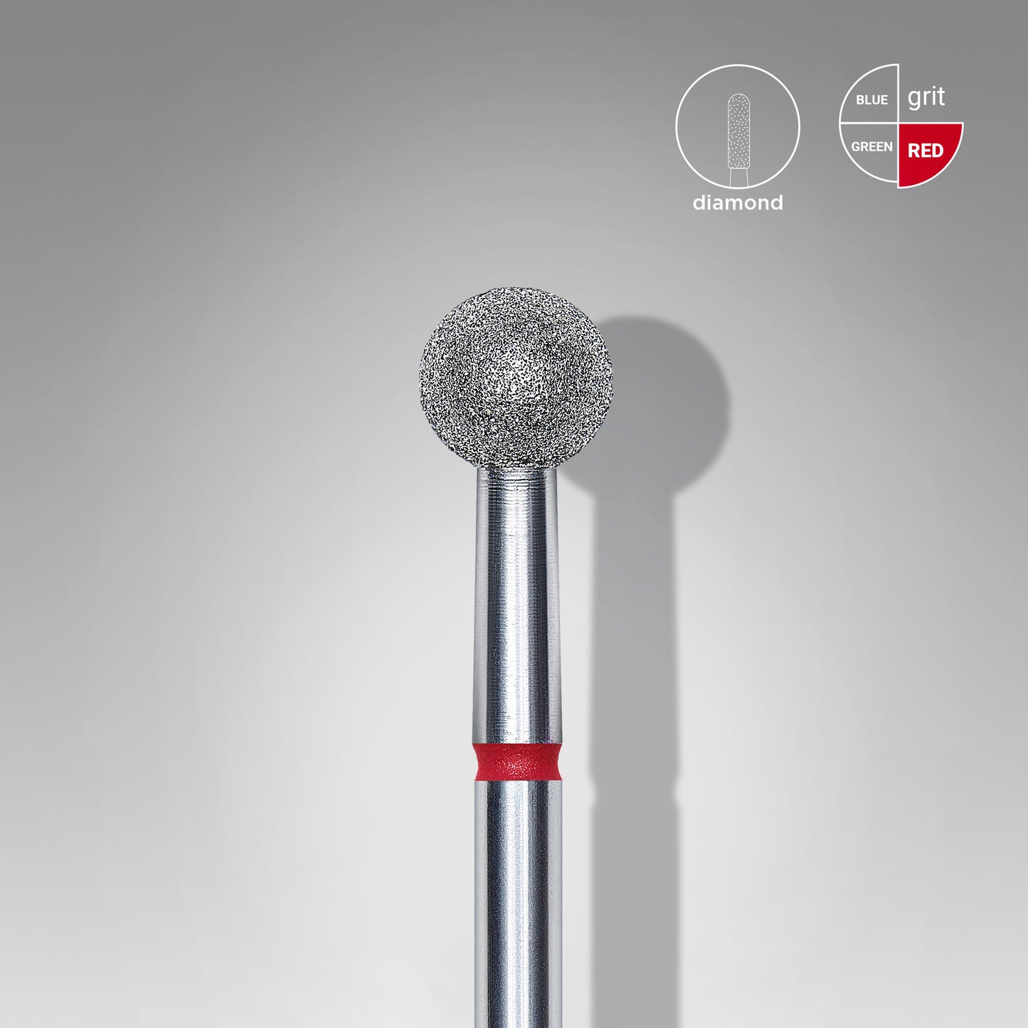 Lisakon - №15 Алмазное сверло для ногтей, «шарик», красное, диаметр головки 5 мм