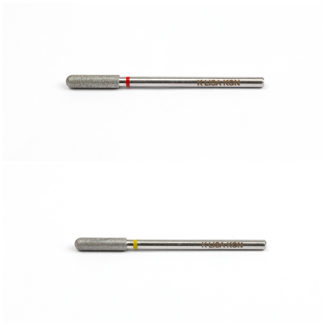 Lisakon - Diamond nail drill bit, rounded “cylinder” #2 -red #3 - yellow, 2.3 mm/ working part 8 mm