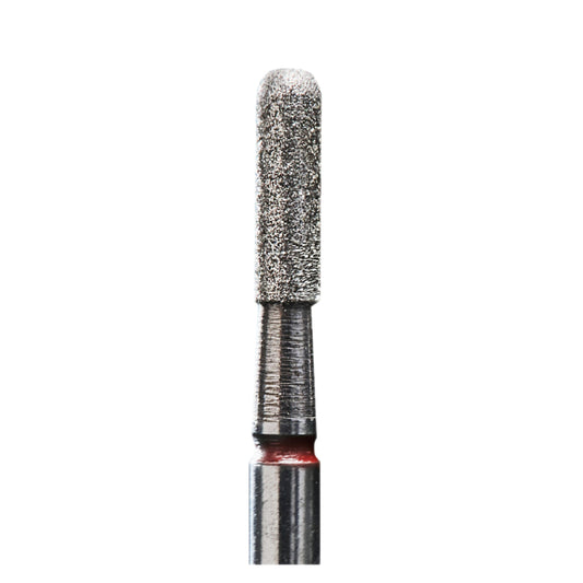 Diamond nail drill bit, rounded “cylinder”, red, head diameter 2.5 mm/ working part 8 mm