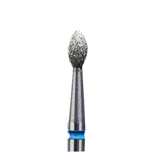 Сверло для ногтей Сталекс Алмазное №30, заостренный «бутон», синее, диаметр головки 2,5 мм/рабочая часть 4,5 мм.